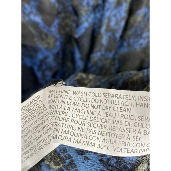 Black Tape Dress Womens 2X Blue Black Animal Print Satin Flowy Long Sleeve NWT - Picture 8 of 9